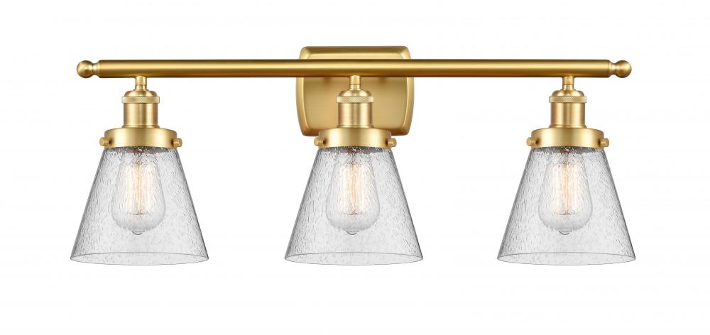 Cone - 3 Light - 26 inch - Satin Gold - Bath Vanity Light