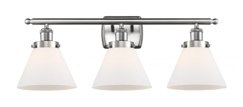 Cone - 3 Light - 28 inch - Brushed Satin Nickel - Bath Vanity Light