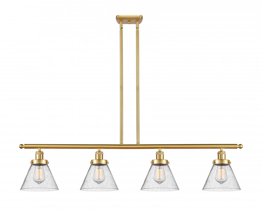 Cone - 4 Light - 48 inch - Satin Gold - Stem Hung - Island Light