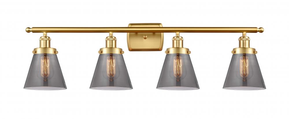 Cone - 4 Light - 36 inch - Satin Gold - Bath Vanity Light