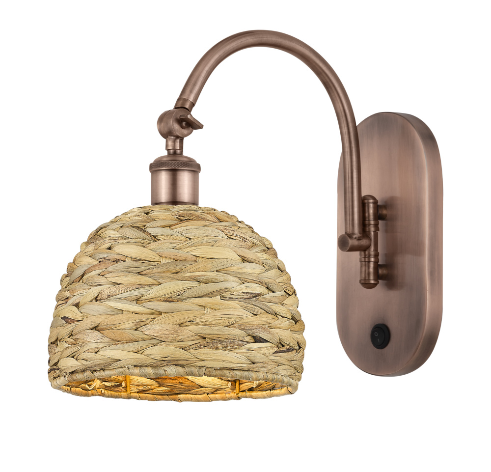 Woven Rattan - 1 Light - 8 inch - Antique Copper - Sconce