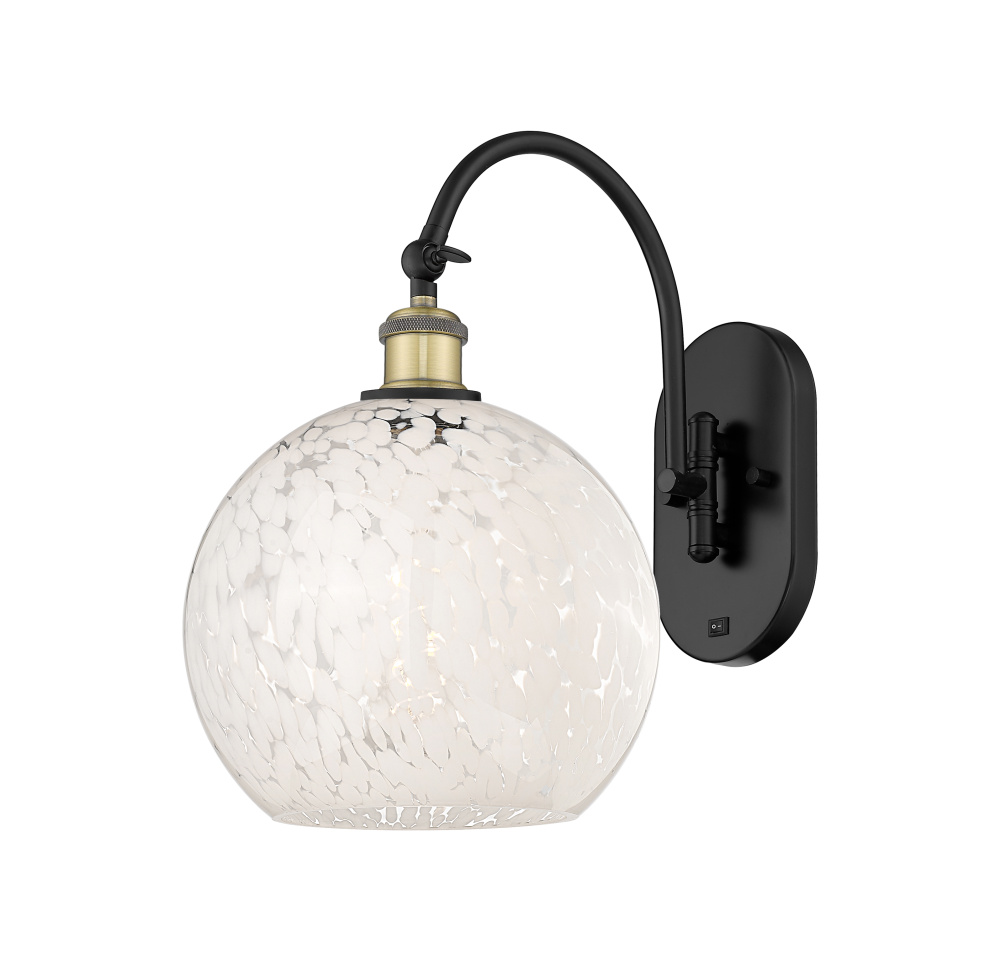 White Mouchette - 1 Light - 10 inch - Black Antique Brass - Sconce