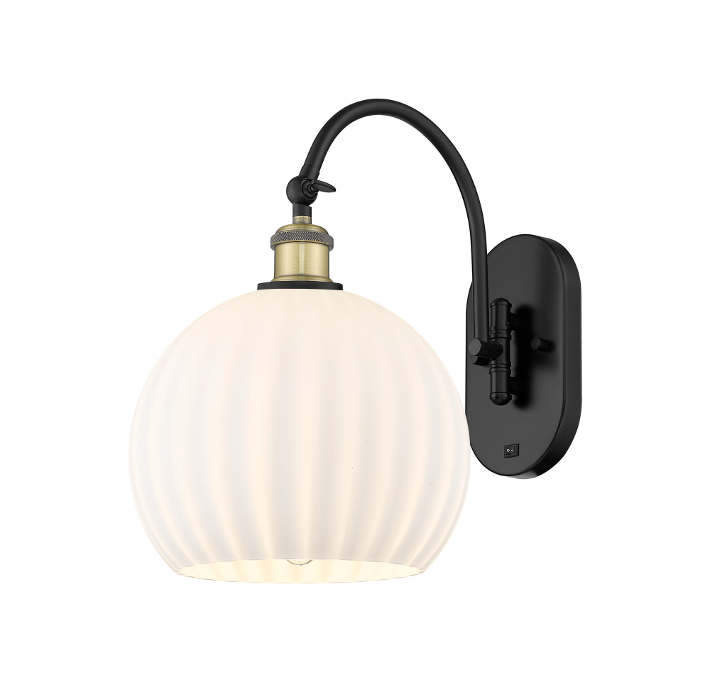 White Venetian - 1 Light - 10 inch - Black Antique Brass - Sconce