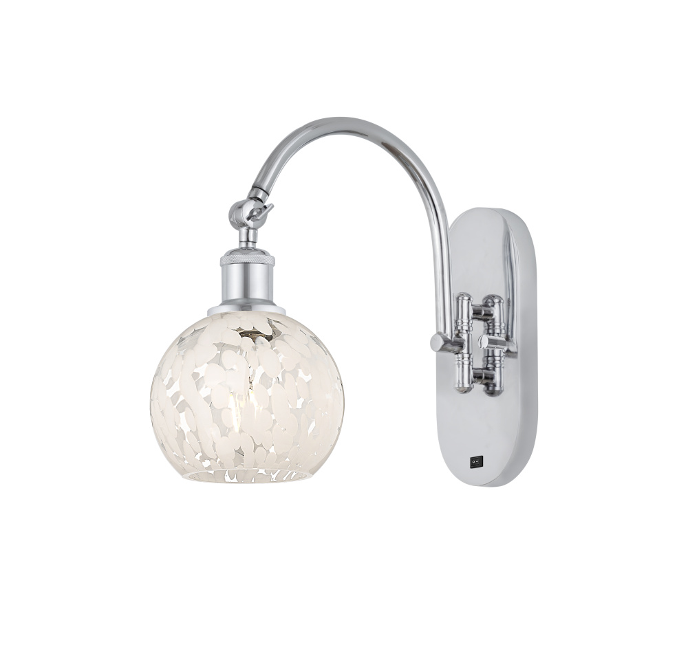 White Mouchette - 1 Light - 6 inch - Polished Chrome - Sconce