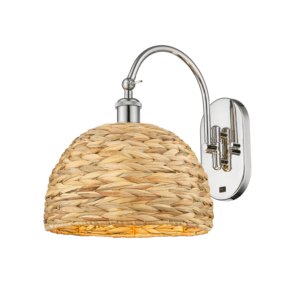 Woven Rattan - 1 Light - 12 inch - Polished Nickel - Sconce