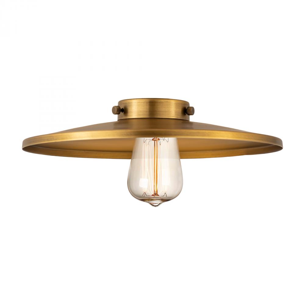 Railroad Light 12 inch Brushed Brass Metal Shade