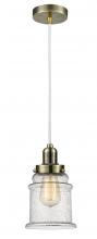  100AB-10W-0H-AB-G184 - Whitney - 1 Light - 8 inch - Antique Brass - Cord hung - Mini Pendant