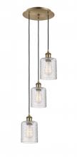 Innovations Lighting 113B-3P-AB-G112C-5CL - Cobbleskill - 3 Light - 12 inch - Antique Brass - Cord Hung - Multi Pendant