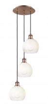 Innovations Lighting 113B-3P-AC-G483-8OP - Brookhaven Globe - 3 Light - 14 inch - Antique Copper - Cord Hung - Multi Pendant