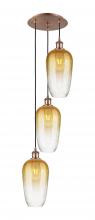 Innovations Lighting 113B-3P-AC-G484-7AM - Brookhaven Flute - 3 Light - 14 inch - Antique Copper - Cord Hung - Multi Pendant