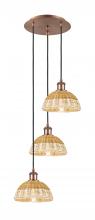 Innovations Lighting 113B-3P-AC-NBD2-75-NAT - Bristol Natural II - 3 Light - 14 inch - Antique Copper - Cord Hung - Multi Pendant
