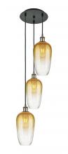 Innovations Lighting 113B-3P-BAB-G484-7AM - Brookhaven Flute - 3 Light - 14 inch - Black Antique Brass - Cord Hung - Multi Pendant