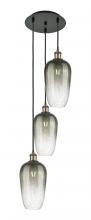 Innovations Lighting 113B-3P-BAB-G484-7SL - Brookhaven Flute - 3 Light - 14 inch - Black Antique Brass - Cord Hung - Multi Pendant