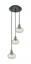 Innovations Lighting 113B-3P-BAB-G555-6CL - Ithaca - 3 Light - 13 inch - Black Antique Brass - Cord Hung - Multi Pendant