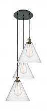 Innovations Lighting 113B-3P-BAB-GBC-124 - Berkshire - 3 Light - 19 inch - Black Antique Brass - Cord Hung - Multi Pendant