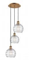 Innovations Lighting 113B-3P-BB-G1213-8 - Athens Deco Swirl - 3 Light - 15 inch - Brushed Brass - Cord hung - Multi Pendant