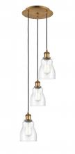 Innovations Lighting 113B-3P-BB-G394 - Ellery - 3 Light - 12 inch - Brushed Brass - Cord Hung - Multi Pendant