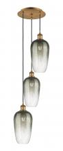 Innovations Lighting 113B-3P-BB-G484-7SL - Brookhaven Flute - 3 Light - 14 inch - Brushed Brass - Cord Hung - Multi Pendant