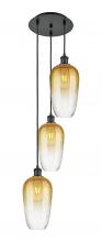Innovations Lighting 113B-3P-BK-G484-7AM - Brookhaven Flute - 3 Light - 14 inch - Matte Black - Cord Hung - Multi Pendant