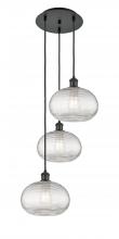 Innovations Lighting 113B-3P-BK-G555-10CL - Ithaca - 3 Light - 17 inch - Matte Black - Cord hung - Multi Pendant