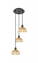 Innovations Lighting 113B-3P-BK-NBD2-75-NAT - Bristol Natural II - 3 Light - 14 inch - Matte Black - Cord Hung - Multi Pendant