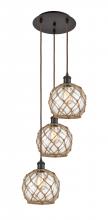 Innovations Lighting 113B-3P-OB-G122-8RB - Farmhouse Rope - 3 Light - 15 inch - Oil Rubbed Bronze - Cord Hung - Multi Pendant