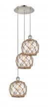 Innovations Lighting 113B-3P-PN-G122-8RB - Farmhouse Rope - 3 Light - 15 inch - Polished Nickel - Cord Hung - Multi Pendant