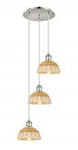 Innovations Lighting 113B-3P-PN-NBD2-75-NAT - Bristol Natural II - 3 Light - 14 inch - Polished Nickel - Cord Hung - Multi Pendant