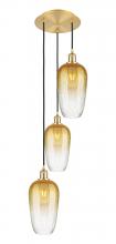 Innovations Lighting 113B-3P-SG-G484-7AM - Brookhaven Flute - 3 Light - 14 inch - Satin Gold - Cord Hung - Multi Pendant