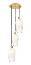 Innovations Lighting 113B-3P-SG-G484-7OP - Brookhaven Flute - 3 Light - 14 inch - Satin Gold - Cord Hung - Multi Pendant