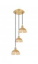 Innovations Lighting 113B-3P-SG-NBD2-75-NAT - Bristol Natural II - 3 Light - 14 inch - Satin Gold - Cord Hung - Multi Pendant