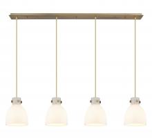 Innovations Lighting 124-410-1PS-BB-G412-8WH - Newton Bell - 4 Light - 52 inch - Brushed Brass - Linear Pendant