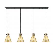Innovations Lighting 124-410-1PS-BK-G411-8ME - Newton Cone - 4 Light - 52 inch - Matte Black - Linear Pendant