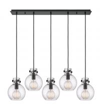 Innovations Lighting 125-410-1PS-BK-G410-8SDY - Newton Sphere - 5 Light - 40 inch - Matte Black - Cord hung - Linear Pendant