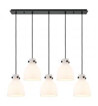 Innovations Lighting 125-410-1PS-BK-G412-8WH - Newton Bell - 5 Light - 40 inch - Matte Black - Linear Pendant