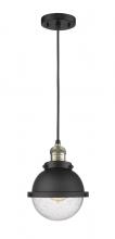Innovations Lighting 201C-BAB-HFS-64-BK - Hampden - 1 Light - 7 inch - Black Antique Brass - Cord hung - Mini Pendant