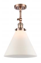 Innovations Lighting 201F-AC-G41-L-LED - Cone - 1 Light - 12 inch - Antique Copper - Adjustable Semi-Flush Mount