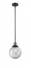 Innovations Lighting 201S-BAB-G202-8-LED - Beacon - 1 Light - 8 inch - Black Antique Brass - Stem Hung - Mini Pendant