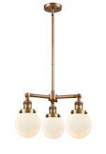 Innovations Lighting 207-BB-G201-6 - Beacon - 3 Light - 19 inch - Brushed Brass - Stem Hung - Chandelier