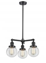 Innovations Lighting 207-BK-G202-6-LED - Beacon - 3 Light - 19 inch - Matte Black - Stem Hung - Chandelier