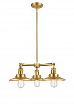 Innovations Lighting 207-SG-M4 - Railroad - 3 Light - 19 inch - Satin Gold - Stem Hung - Chandelier