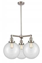 Innovations Lighting 207-SN-G202-10 - Beacon - 3 Light - 24 inch - Brushed Satin Nickel - Stem Hung - Chandelier
