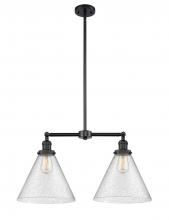 Innovations Lighting 209-BK-G44-L - Cone - 2 Light - 21 inch - Matte Black - Stem Hung - Adjustable Island Light