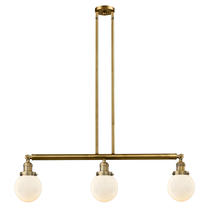 Innovations Lighting 213-BB-G201-6 - Beacon - 3 Light - 39 inch - Brushed Brass - Stem Hung - Island Light