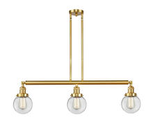 Innovations Lighting 213-SG-G202-6 - Beacon - 3 Light - 39 inch - Satin Gold - Stem Hung - Island Light