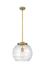Innovations Lighting 221-1S-BB-G1213-14CL - Athens Deco Swirl - 1 Light - 14 inch - Brushed Brass - Stem Hung - Pendant