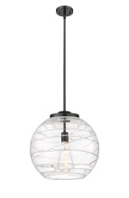 Innovations Lighting 221-1S-BK-G1213-16CL - Athens Deco Swirl - 1 Light - 16 inch - Matte Black - Stem Hung - Pendant