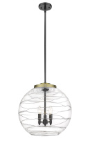 Innovations Lighting 221-3S-BAB-G1213-18CL - Athens Deco Swirl - 3 Light - 18 inch - Black Antique Brass - Stem hung - Pendant