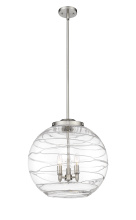 Innovations Lighting 221-3S-SN-G1213-18CL - Athens Deco Swirl - 3 Light - 18 inch - Brushed Satin Nickel - Stem hung - Pendant