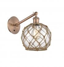 Innovations Lighting 317-1W-AC-G122-8RB - Farmhouse Rope - 1 Light - 8 inch - Antique Copper - Adjustable Sconce